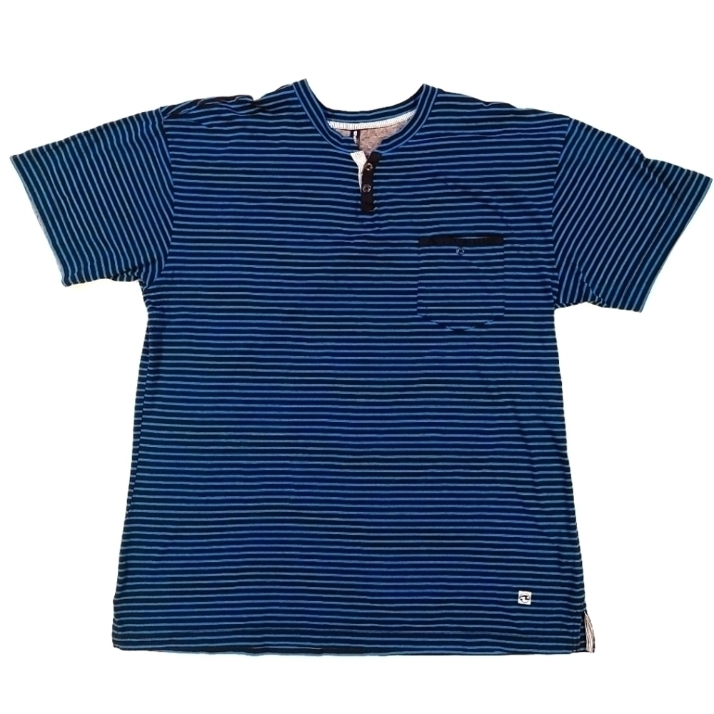 Ocean Current Men's Blue Black Striped Shirt - Size XXL